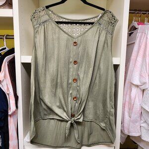 New York Laundry Olive Green Tank Top